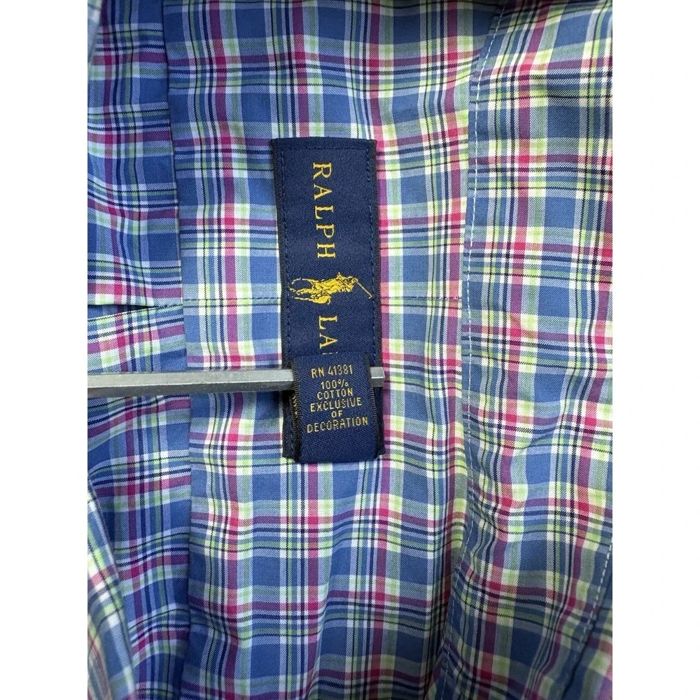 Polo Ralph Lauren Men's XXL‎ 2XL Button Down Long Sleeve Shirt Plaid Check Blue